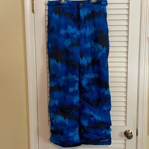 Columbia Ski Snow Pants, youth large, blue black camo